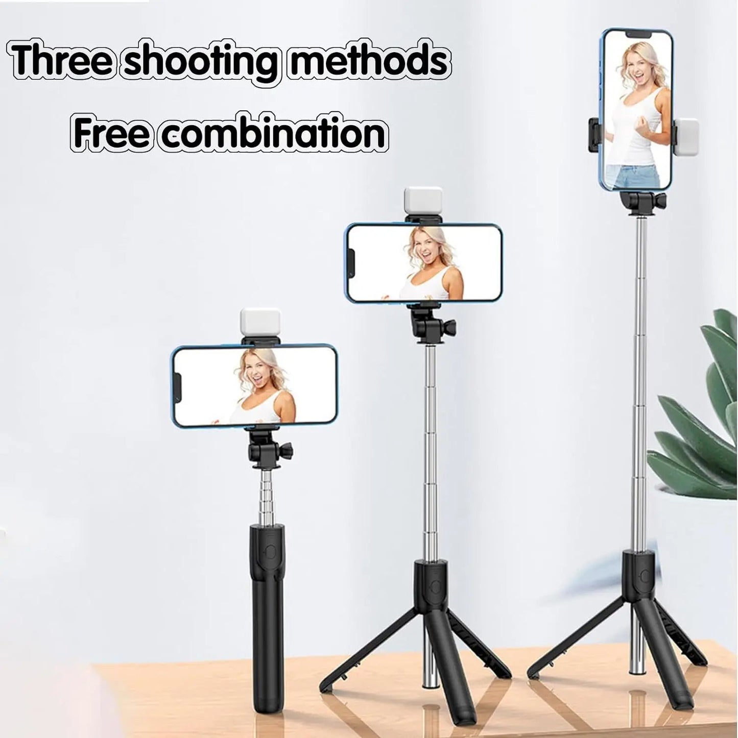 Selfie Stick with Fill Light Extendable Selfie Stick Tripod with Wireless Remote and Phone Holder Group Selfies For All  phones - Korvel