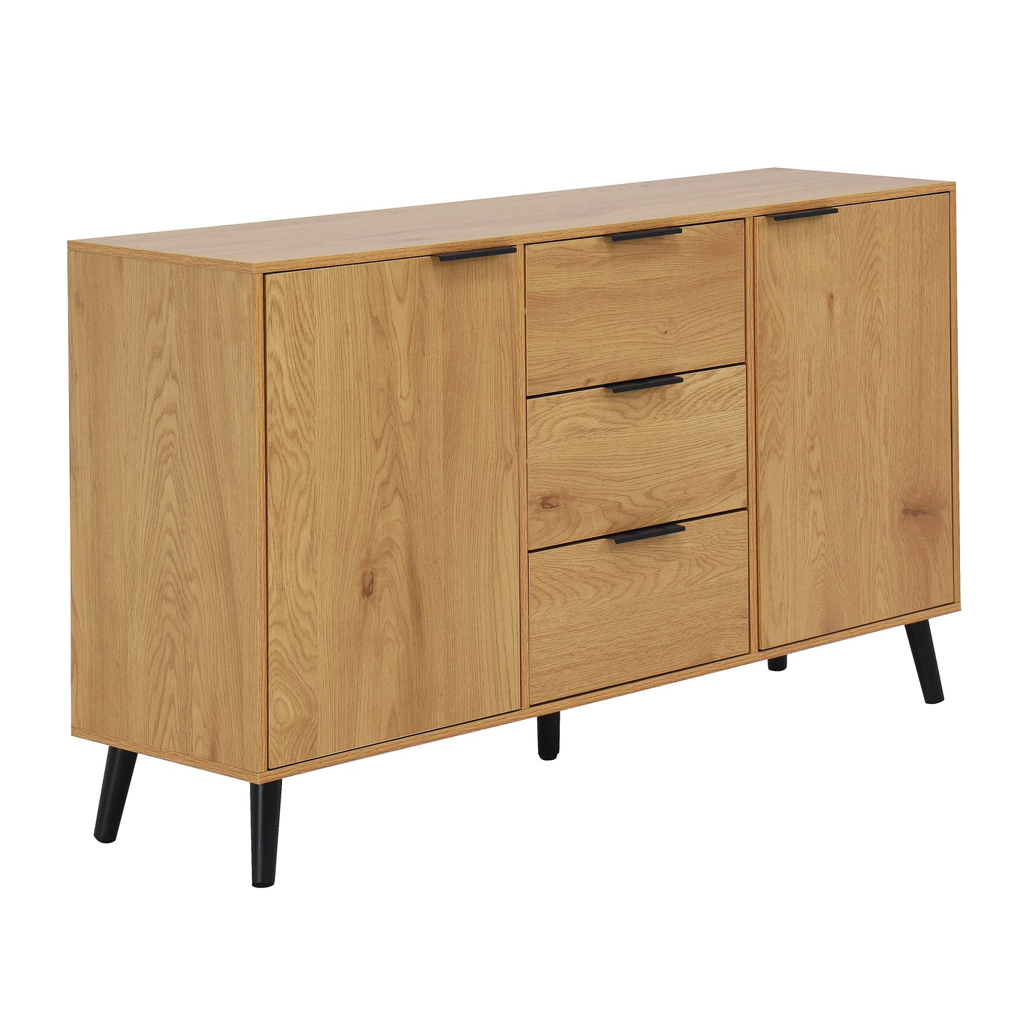 Buffet Cabinet en Bois Naturel avec Panneaux Latéraux et Rangement