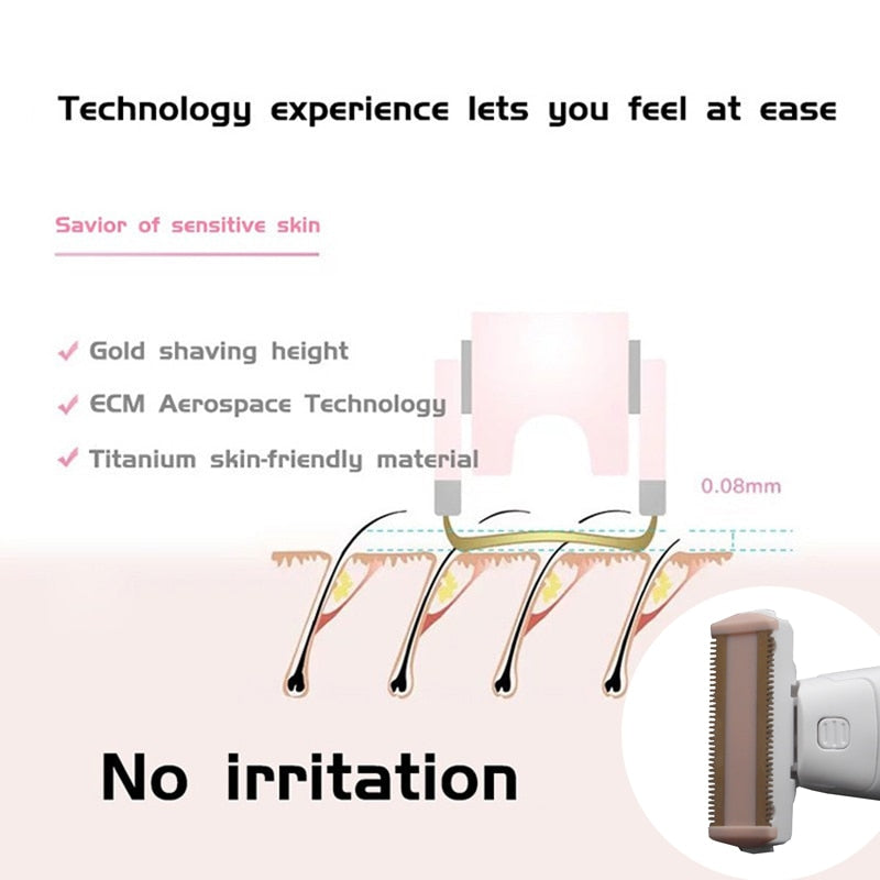 Rasoir Électrique Rechargeable pour Épilation Douce
