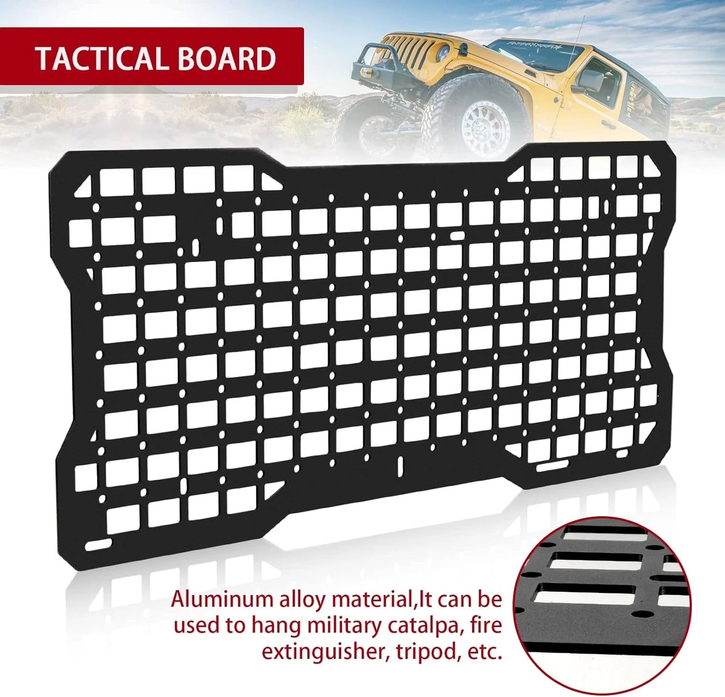 JK&JL Tailgate Tactical Panel for Wrangler Tailgate Tool Kit/JL Organizer Racks Compatible with Jeep Wrangler 2007-2022 JK JKU & - Korvel