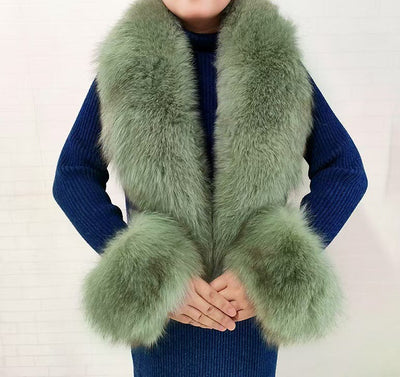 Elegant Real Fox Fur Horn Collar for Fashionable Accents