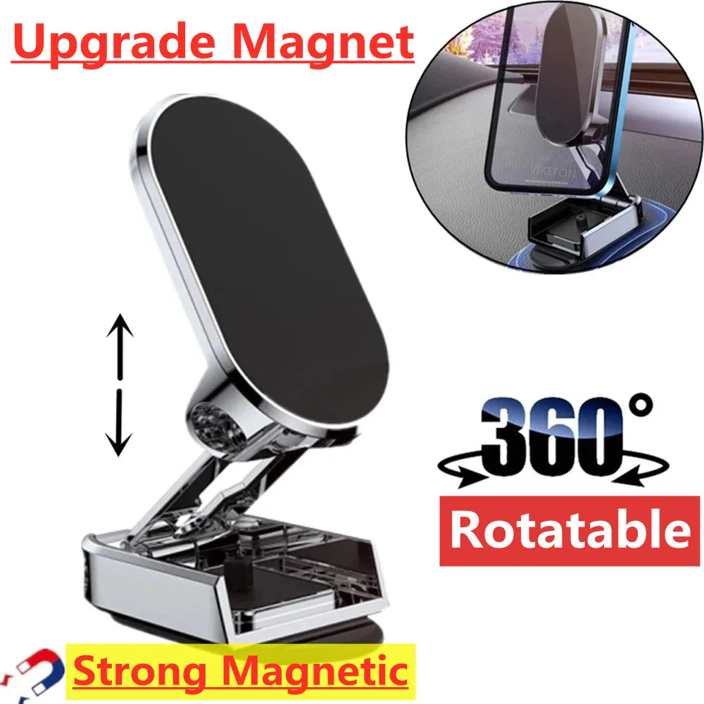 Premium Magnetic Car Phone Holder - Foldable Metal Stand