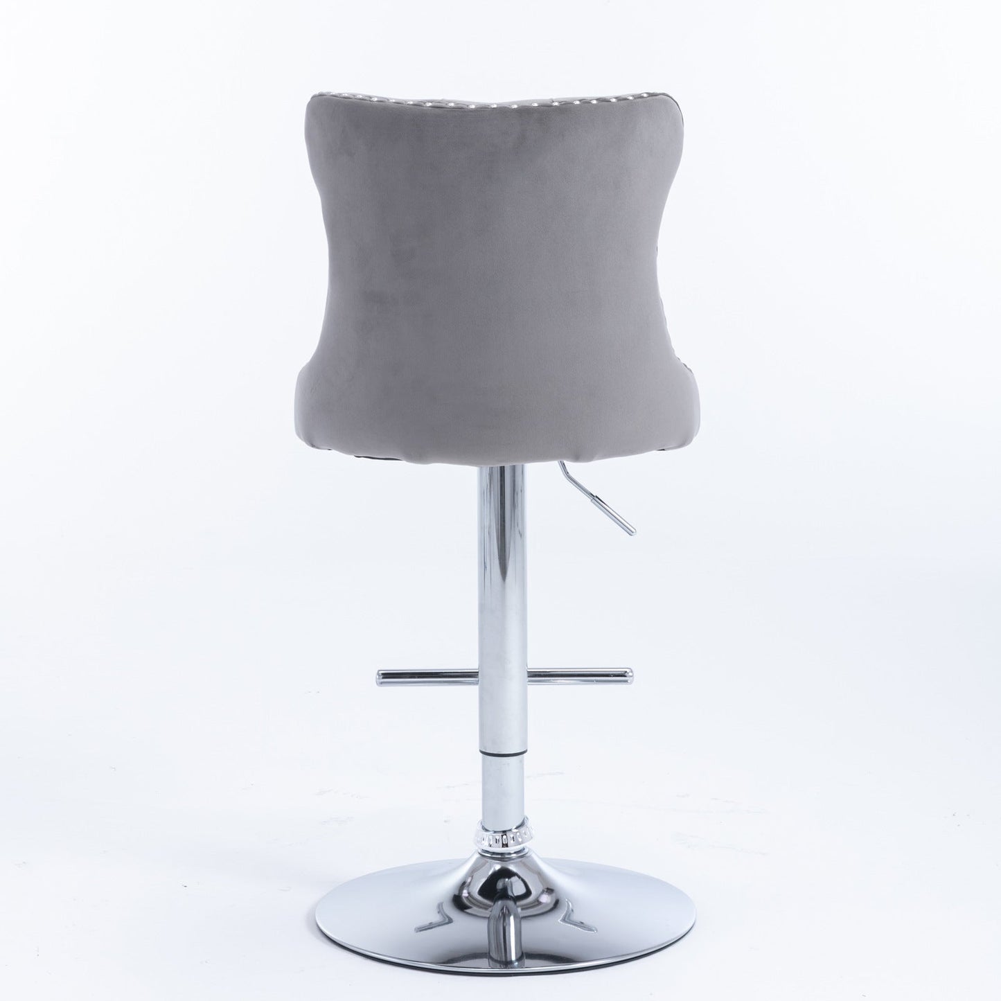 Ensemble de 2 tabourets de bar gris réglables avec base en chrome