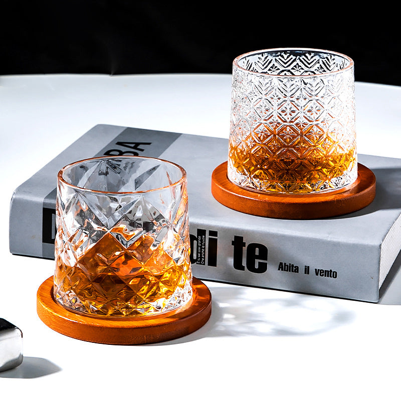 Hand drawn rotating glass cups multiple multi-purpose whiskey glasses rotating glass cups - Korvel