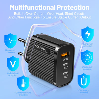 Premium Striped USB+2PD Type-C Mobile Phone Charger