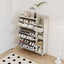 Natural Bohemian style shoe cabinet with 3 rattan flip drawers, 3 square shelves, and 1 storage drawer, white - Korvel