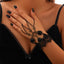 Halloween Finger Mesh Tassel Bracelet Punk Alloy Rose Lace Floral Handmade for Women - Korvel