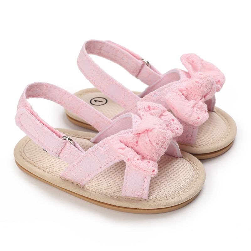 Baby Shoes Summer New 0-1 Year Old Rubber Sole Bow Sandals Toddler Shoes Baby Shoes - Korvel