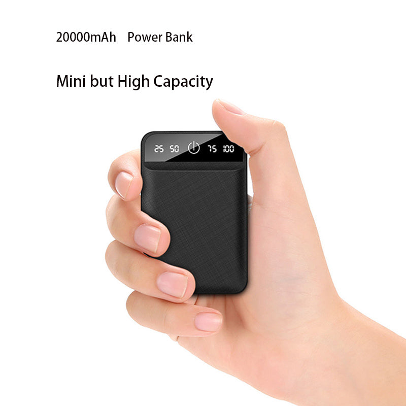 20000mAh Mini Charger Portable Two-way Fast Charging Power Bank Digital Display External Battery for iPhone Xiaomi Samsung - Korvel