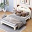 Twin Size Platform Bed with Bear Ears Shaped Headboard and LED Cream White - Korvel