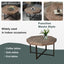 Mesa de café octagonal de madera marrón antigua con patas de metal