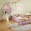 Wooden Twin Size Children's Bed with Detachable Headboard, Pink