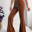 Pantalones Bootcut de Cintura Alta Acanalados