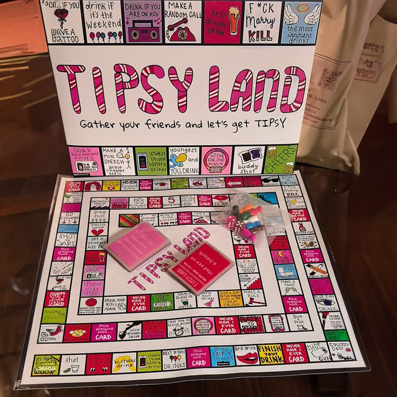 Tipsy Land Drinking Games: Interactive game for adult girls' nights, bachelorette & Halloween parties. For 2 - 8 players. - Korvel