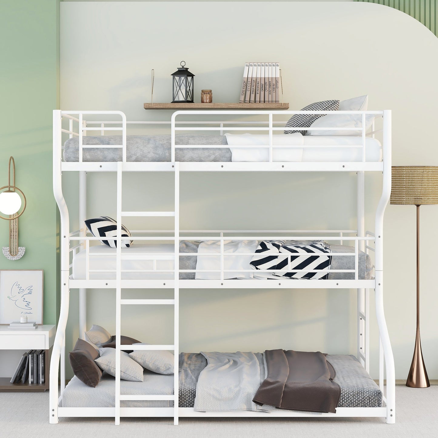 Lit superposé triple : Full XL, Twin XL et Queen Size - Blanc