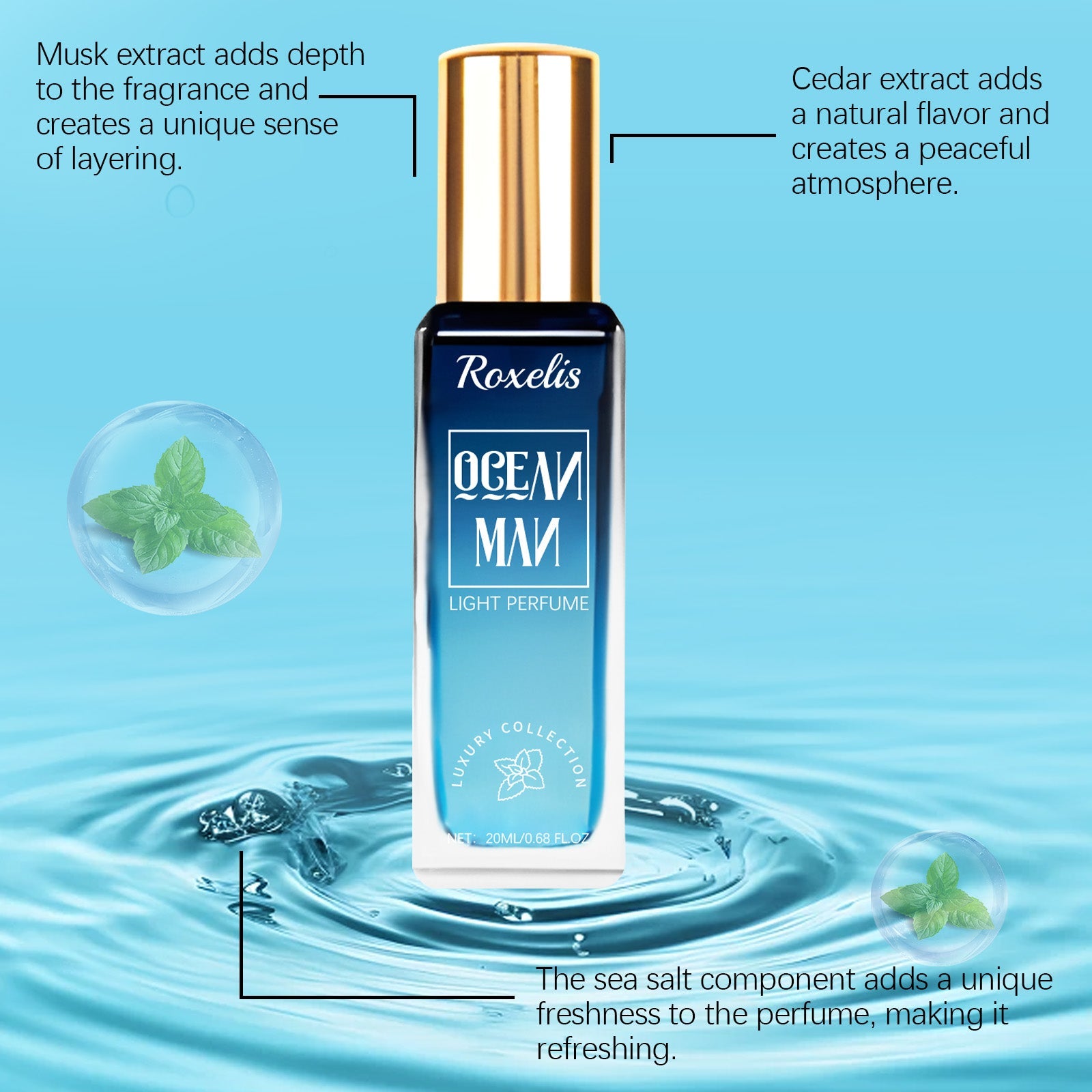 Ocean Fresh Luxury Eau De Toilette Natural Fragrance Elegant Romantic Couple Dating Niche Lasting Perfume Spray - Korvel