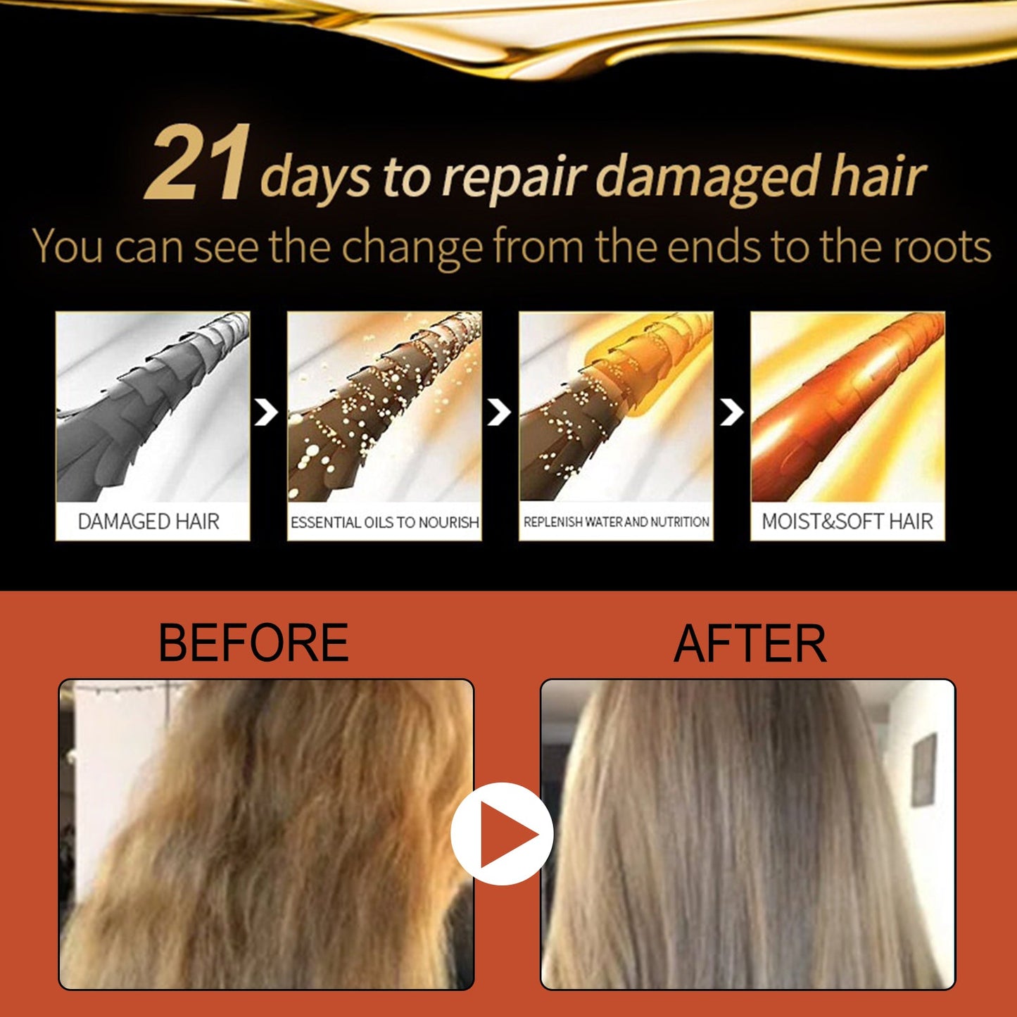 Argan Oil, Repair Dry Hair Supple Hair Moisturizing Care Essential Oil - Korvel