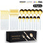 Cutlery Set Stainless Steel Knife Fork Set 24-Piece Tableware Set Golden Steak Knife Fork Spoon 6-Person Set - Korvel