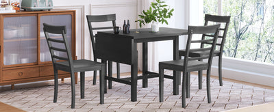 TOPMAX 5-piece square wooden pendant light expandable dining table set with 4 ladder back chairs  Gray - Korvel