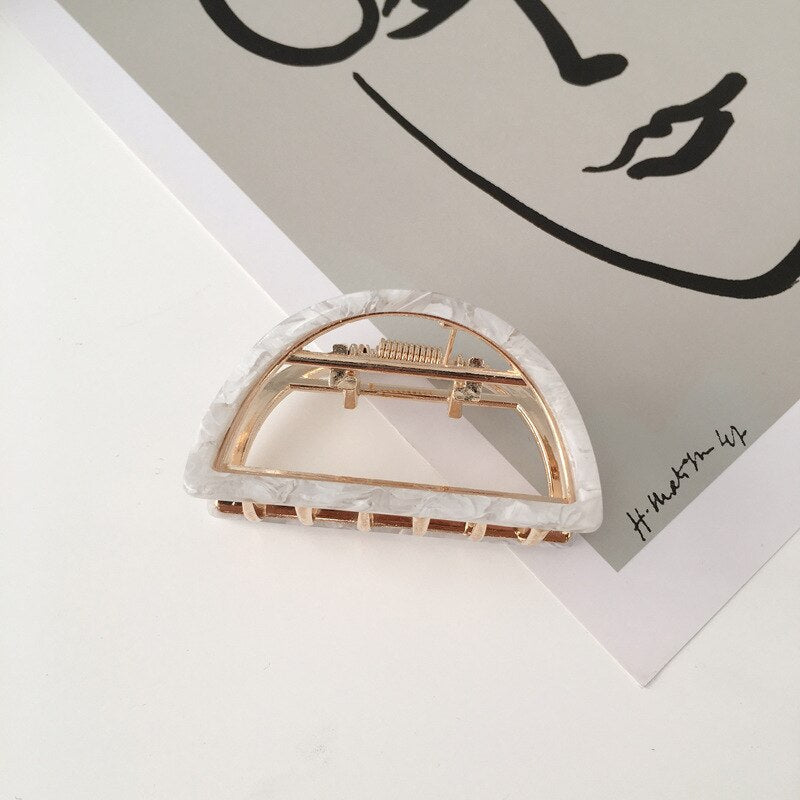 Chic Geometric Acetate Hair Claw Clamps Metal Hair Crab Women Girls Hair Clip Leopard Hairpin Hair Crab Hair Accessories - Korvel