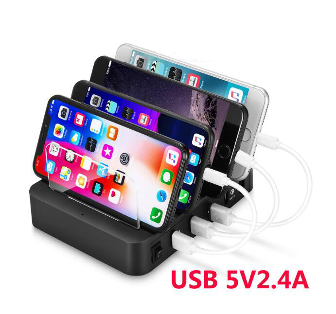 Desktop Quick Charger  4 Ports 24W USB Charger Multi-port USB Charging Station Dock - Korvel