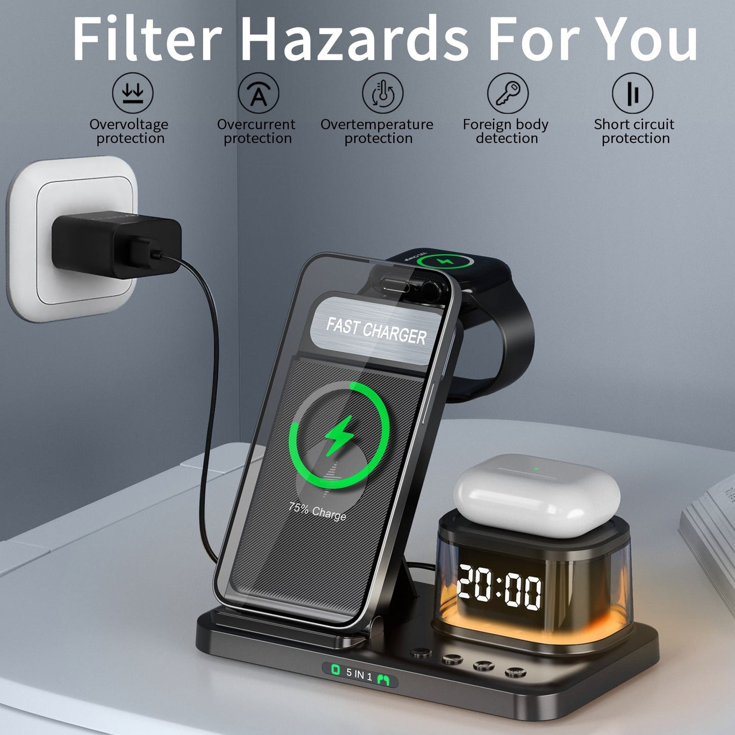 15W Fast Charging Wireless Mobile Phone Charging Station