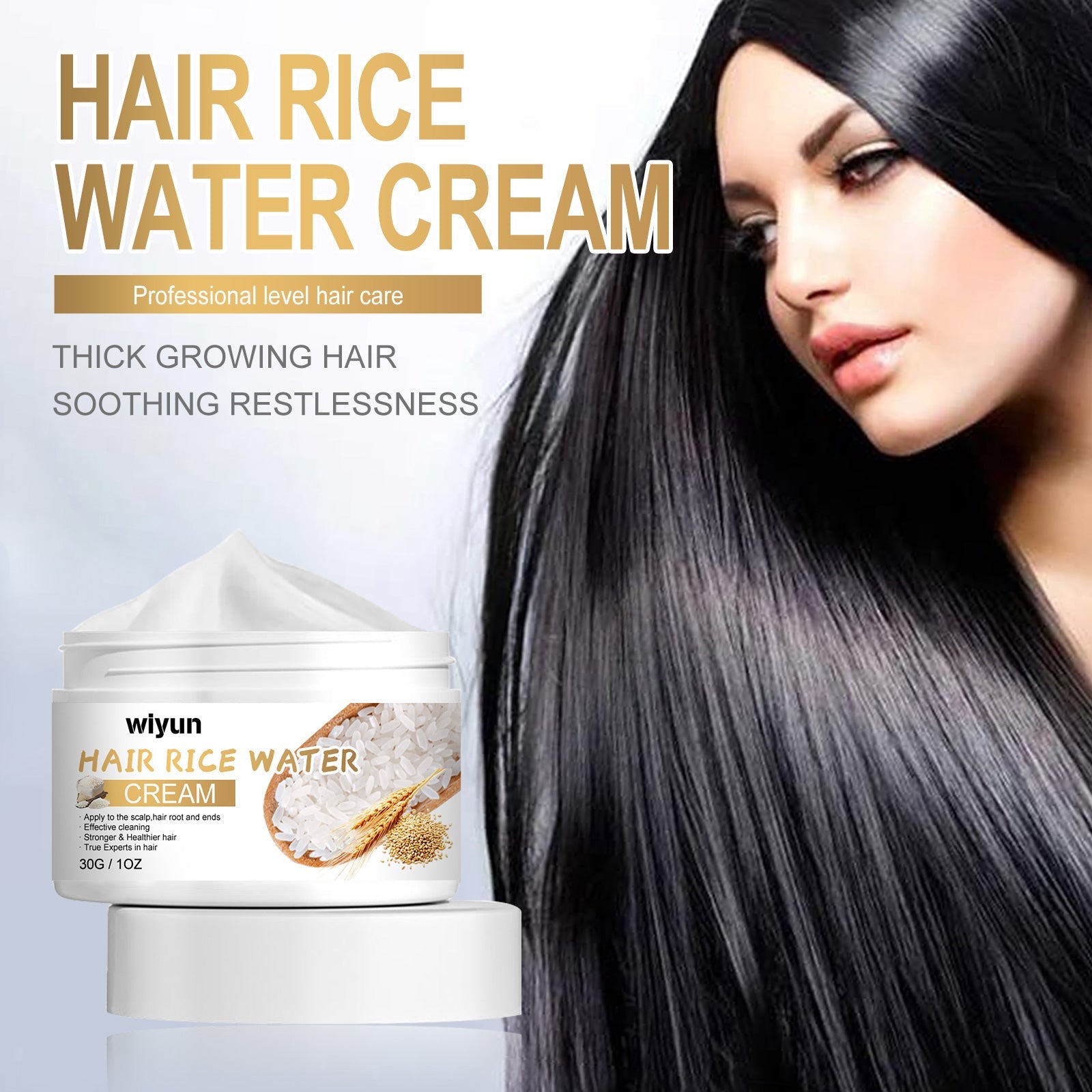 WIYUN Hair Rice Water Cream, Scalp Massage Hydrating And Moisturizing Hair Roots Repair Dry Hair Impetuous Smooth Hair Care - Korvel