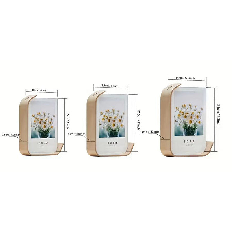 Double-Sided Acrylic Photo Frame with Leaf Carving