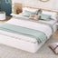 Queen Size Platform Bed with Headboard, Drawers, Shelves, USB Ports and Sockets  White - Korvel