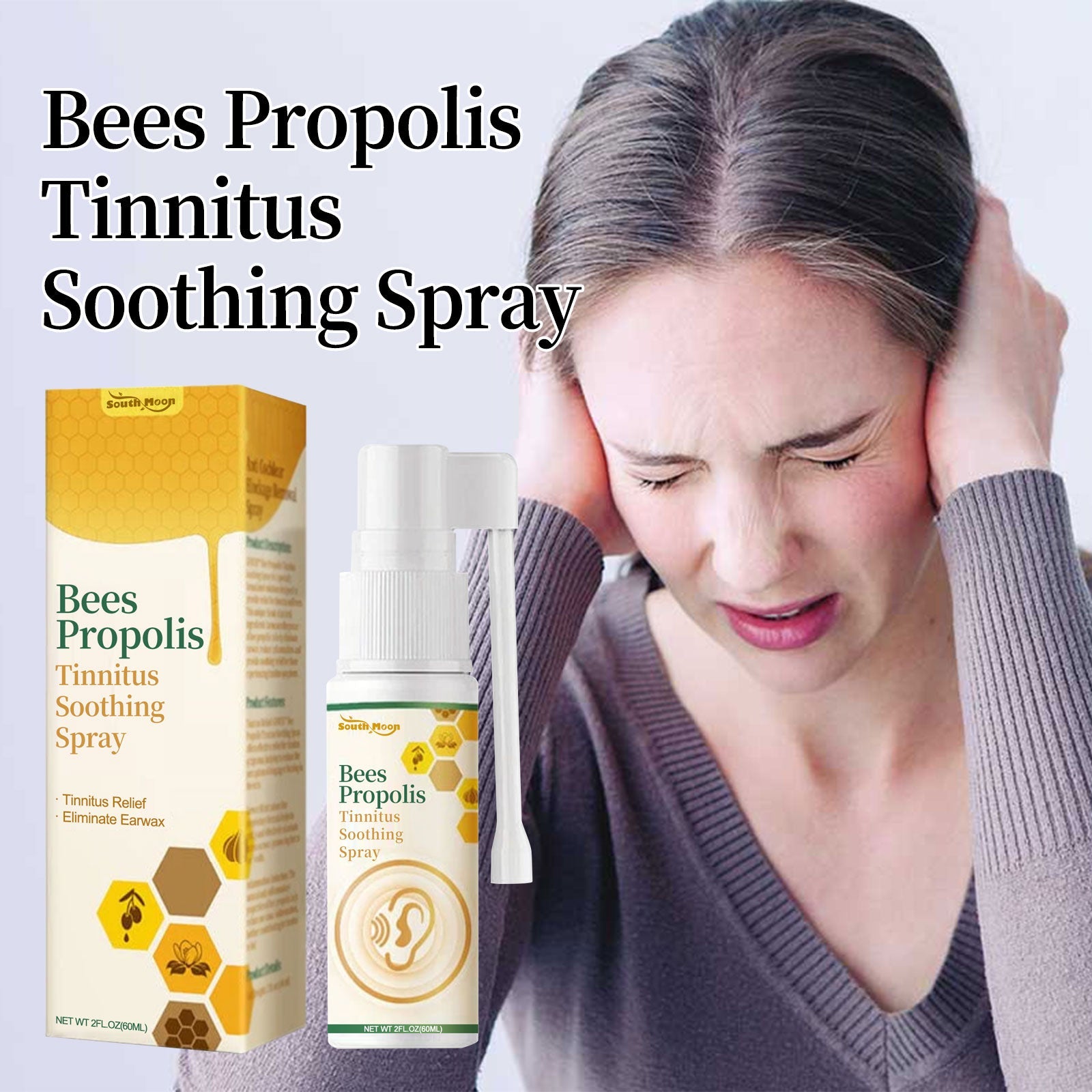 Bees Propolis Tinnitus Soothing Spray, Relieve Tinnitus And Ear Discomfort Clean Ear Wax Drops - Korvel