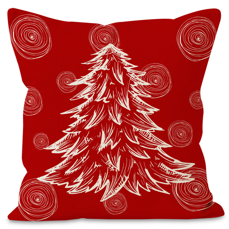 Christmas hat pillowcase linen Christmas tree letter print pillowcase holiday - Korvel