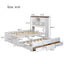 Solid Pine Captain Bookcase Bed with Trundle Bed and 3 Spacious Under Bed Drawers in Casual,Full, White+Walnut - Korvel