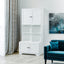 Elegant 4-Door Bathroom Storage Cabinet with Adjustable Shelves