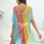 Fringe Color Block Scoop Neck Cover Up - Korvel