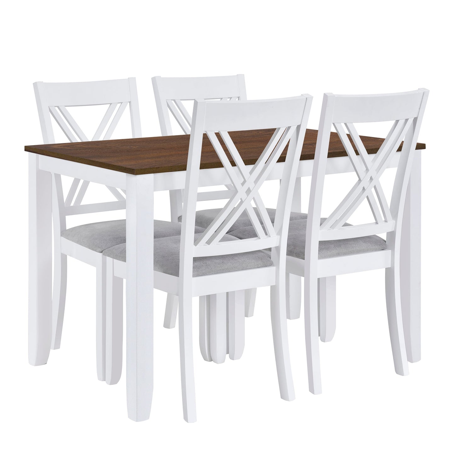 Ensemble de salle à manger rustique minimaliste en bois TOPMAX 5 pièces