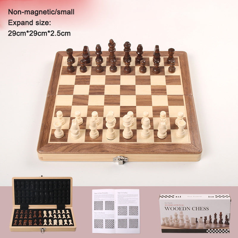 Magnetic Chess Folding Solid Wood Double Queen Set Chessboard Adult Board Game Children's Puzzle Toy - Korvel