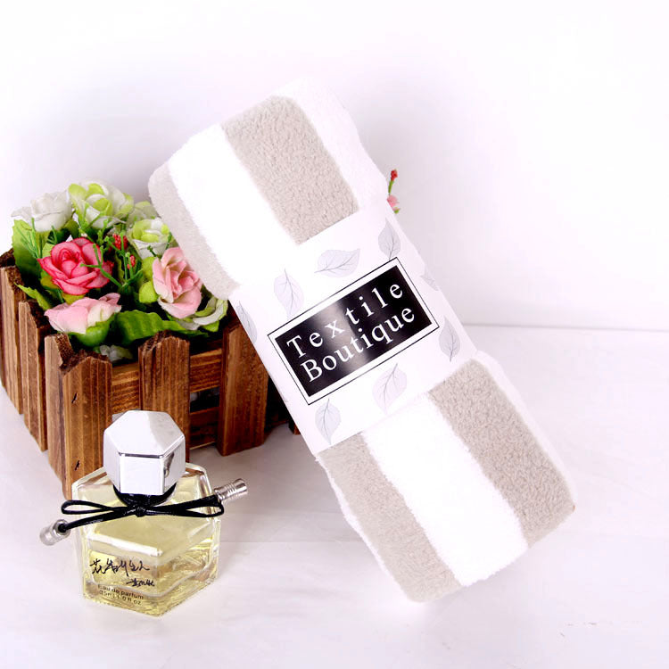 Premium Coral Fleece Bath Towel with Striped Edge
