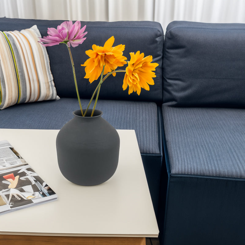 Elegant Matte Black Metal Vase for Home Decor