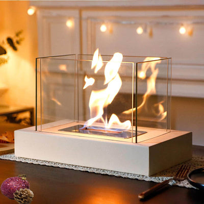Elegant Four-Sided Square Alcohol Fireplace Lamp