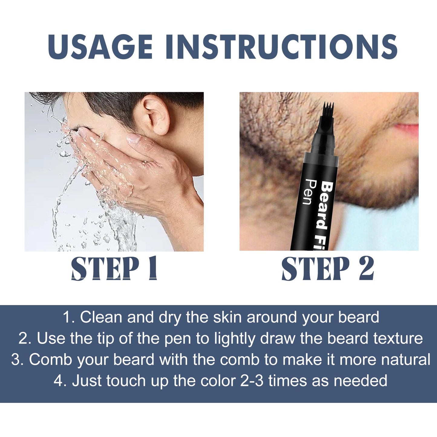 Stylo de Remplissage de Barbe - Définition Facile pour un Look de Barbe Complète