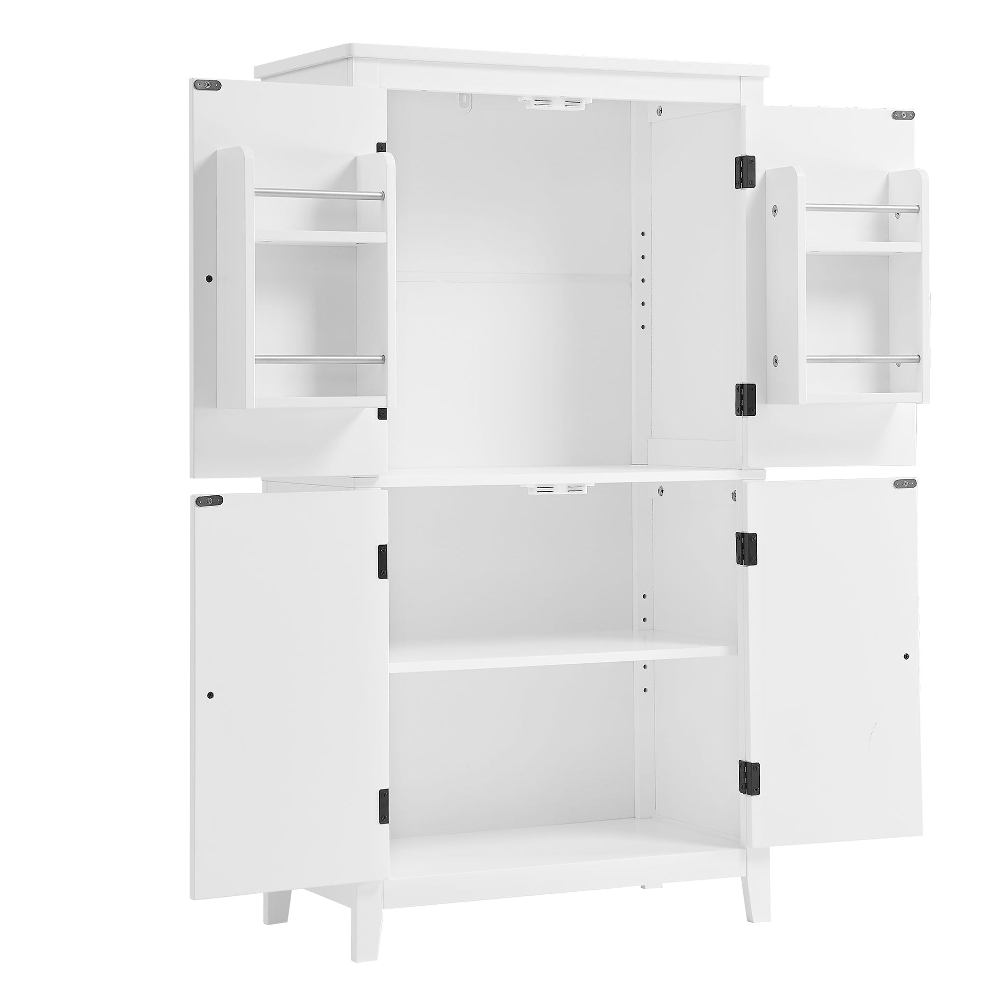 Bathroom floor storage cabinet, bathroom storage unit, 4-door independent cabinet, adjustable shelf, adaptive shelf, white - Korvel