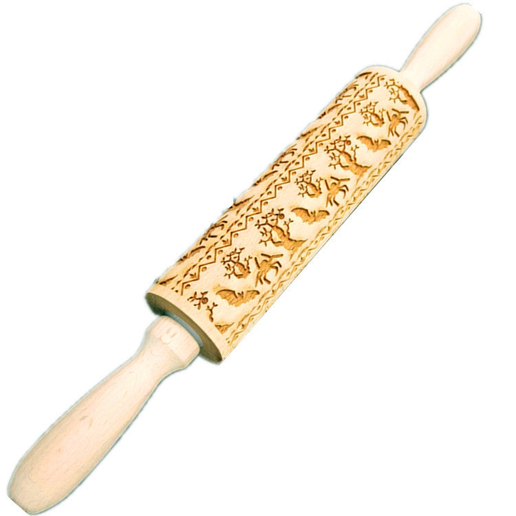Wooden Rolling Pin Beechwood Laser Engraved Printed Rolling Pin Embossing Rolling Pin Christmas Flip Sugar Cookie Rolling Pin - Korvel