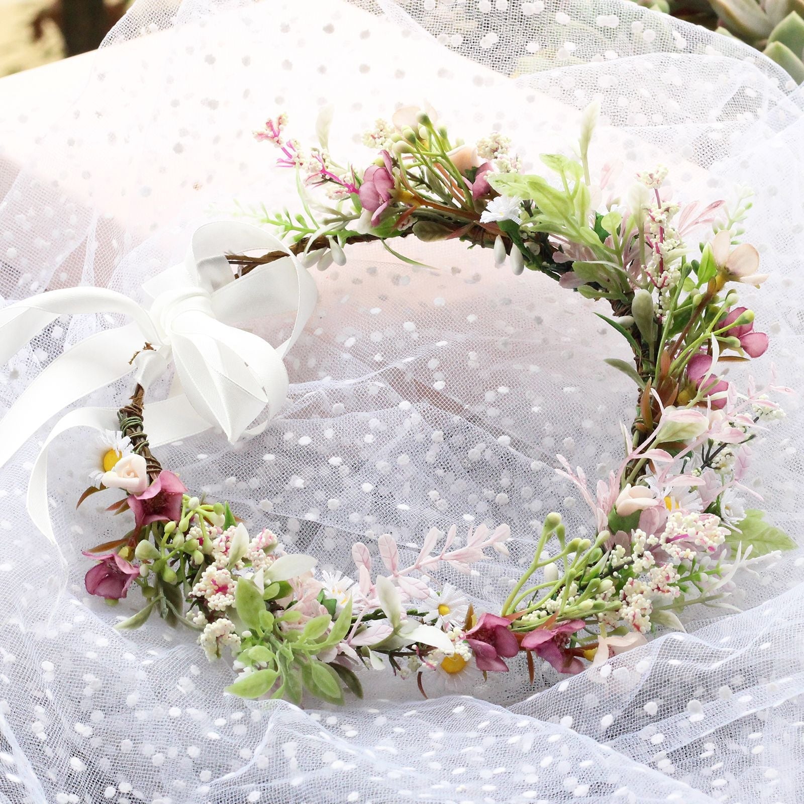 Bridal Flower Wreath Headpiece Original Simulation Starry Sky Water Grass Flower Crown Birthday Wedding Headflower Wreath - Korvel