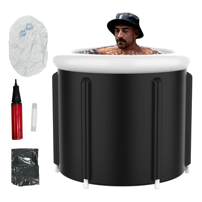Black Ice Large Foldable Bath Bucket - PVC Padded SPA Bathtub