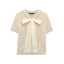 Elegant Transparent Knitted Bolero Jacket with Bow Detail