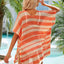 Tassel Openwork Striped V-Neck Cover Up - Korvel