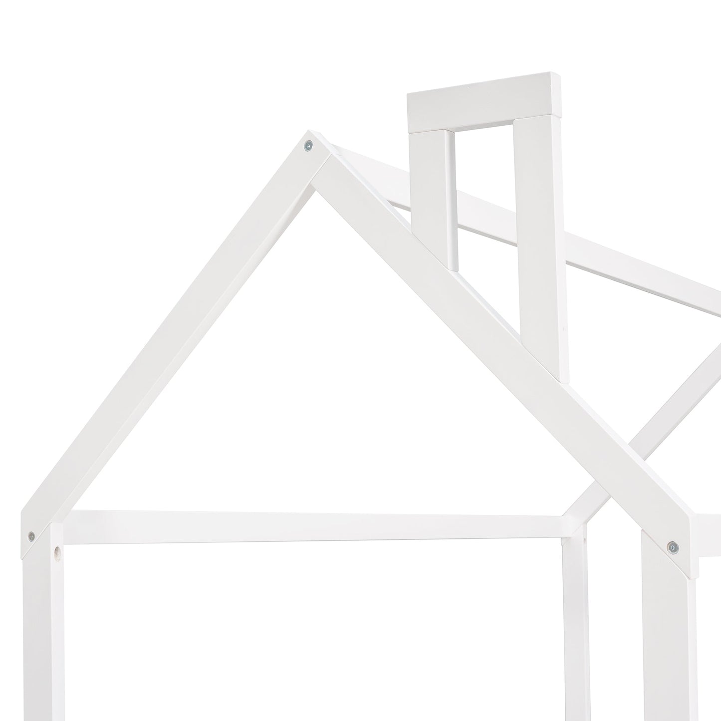 Cama de Madera en Forma de Casa para Niños de Tamaño Individual - Blanca