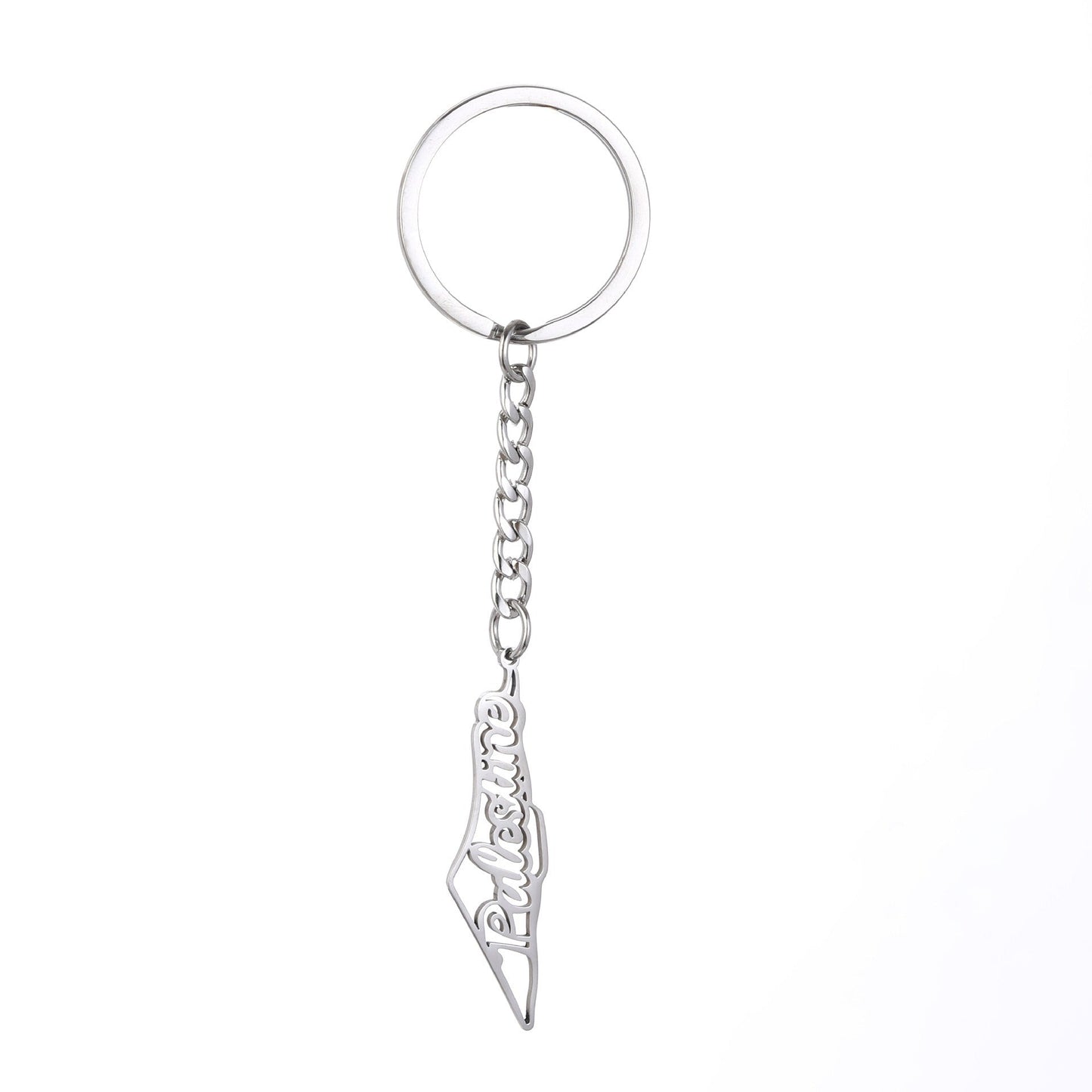 Israel Palestine Map Flag Drip Oil Stainless Steel Keychain Fashion Men's and Women's Stainless Steel Keys - Korvel