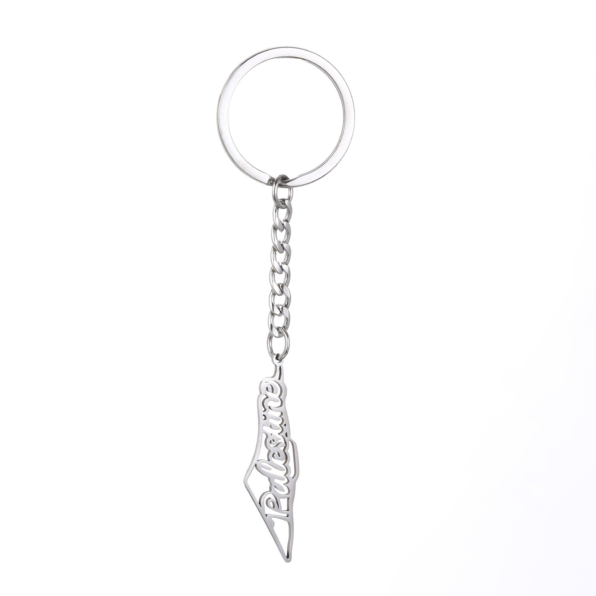 Israel Palestine Map Flag Drip Oil Stainless Steel Keychain Fashion Men's and Women's Stainless Steel Keys - Korvel