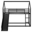 Twin over Twin House Bunk Bed with Ladder and Slide,Black - Korvel